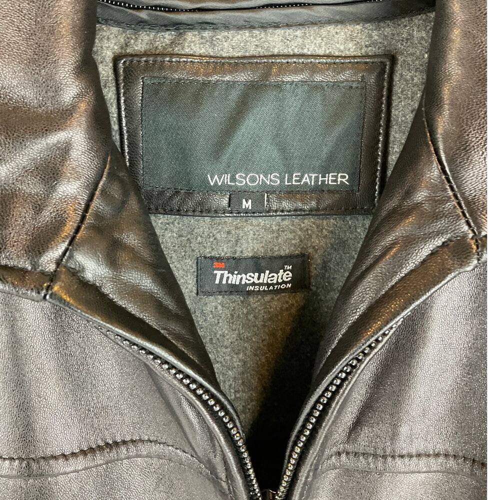 Men's Wilsons Leather Bomber Jacket with Removeable Lining, Black - Size M - Picture 3 of 8